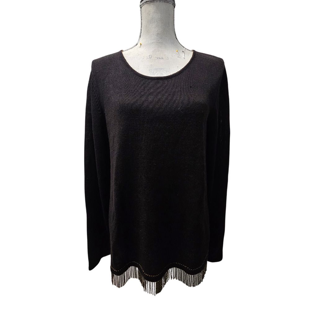 Vintage Judith Hart Collection Black Ramie Top Sweater Size XL